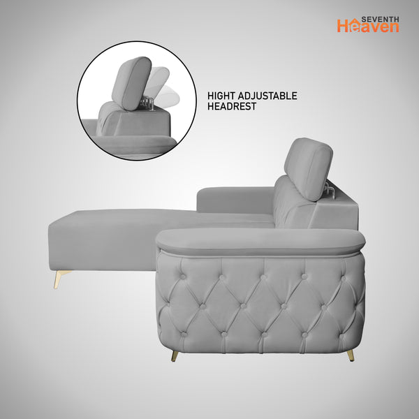 Rome 6 Seater Sofa Set Left Corner- ( Plush Suede - Grey )