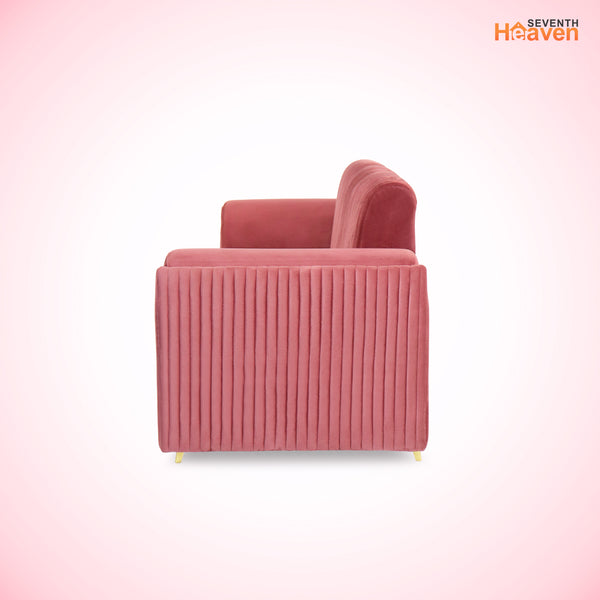 Venice (3+2) Seater Sofa- ( Plush Suede Fabric - Peach )