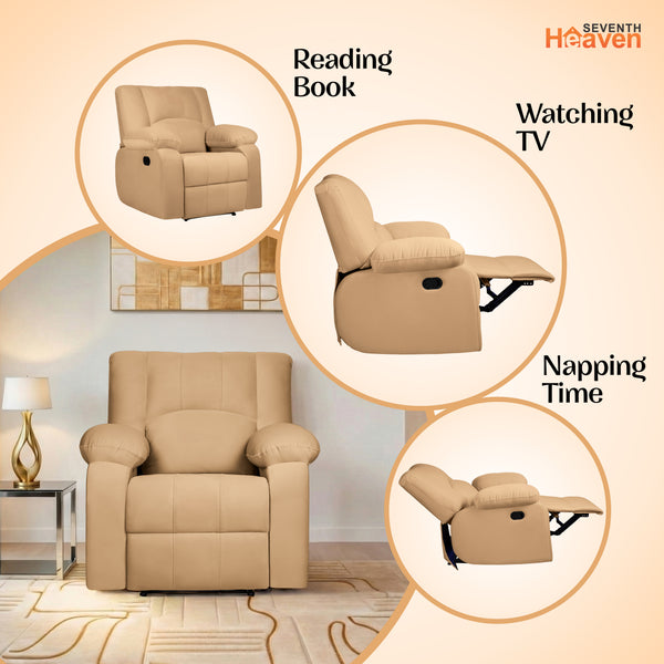 Phoenix Icon 1 Seater Recliner – ( Spacious, Luxurious & DIY-Friendly, Plush Suede - Beige )