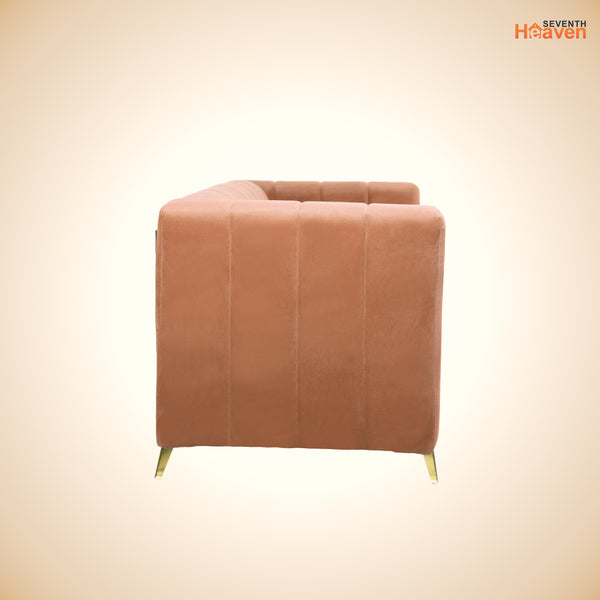 Tokyo Icon 3 Seater Sofa- ( Plush Suede Fabric- Beige )