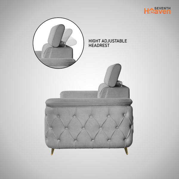 Rome 3 Seater Sofa- ( Plush Suede Fabric-Grey )