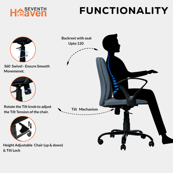 Titan Mid-Back Office Chair – Ergonomic Design with Dual Foam Support (Light Grey)