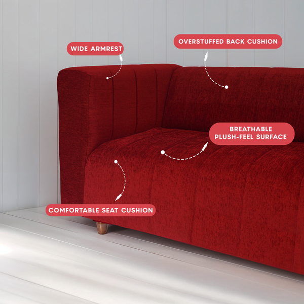 Tokyo 2 Seater Sofa- ( Premium Molfino Fabric- Maroon )
