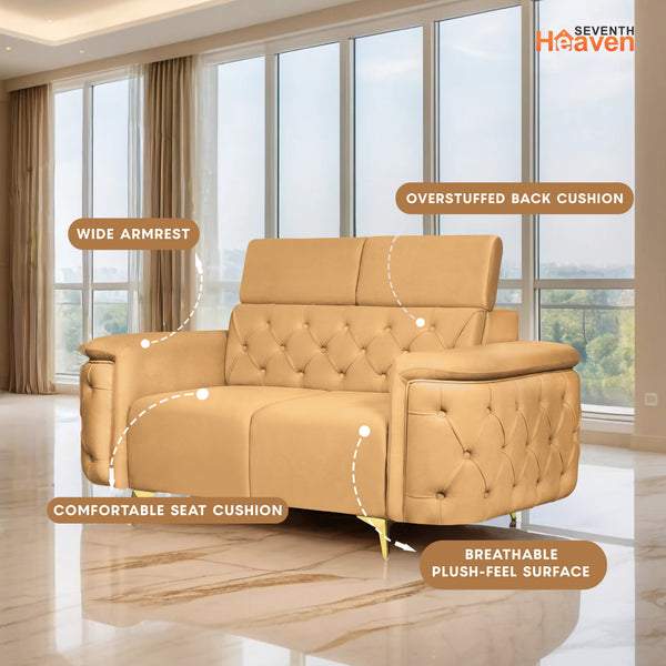 Rome 2 Seater Sofa- ( Plush Suede Fabric- Beige )