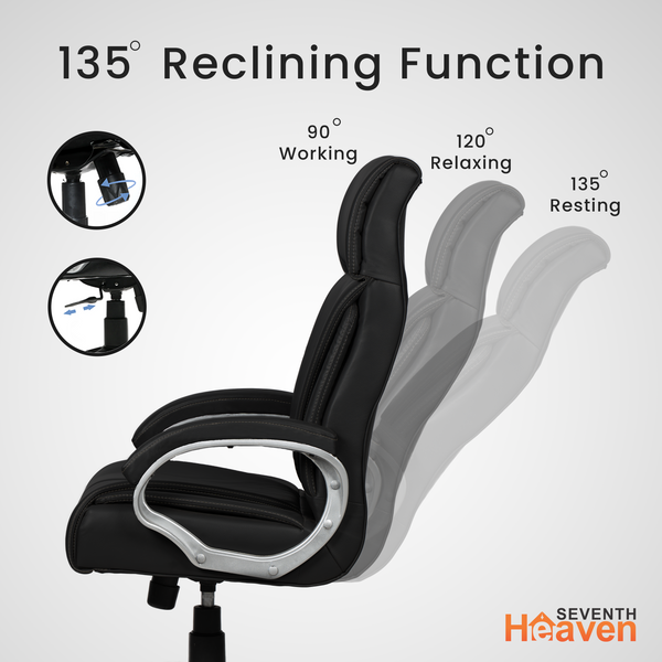 Elite High-Back Office Chair – Ergonomic, Durable & Versatile (Leatherett - Black)