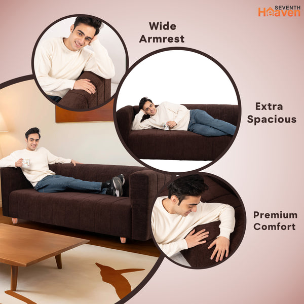 Tokyo 5 Seater Sofa- (3+2) ( Premium Molfino Fabric - Brown)