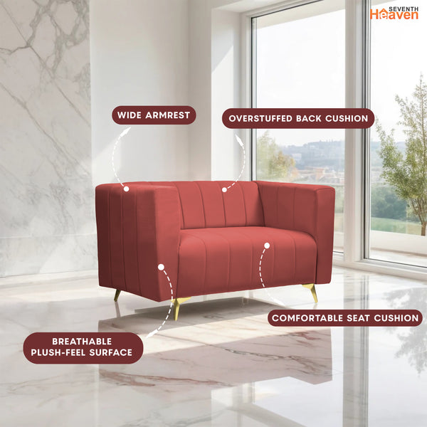 Tokyo Icon 2 Seater Sofa - ( Plush Suede Fabric - Peach )