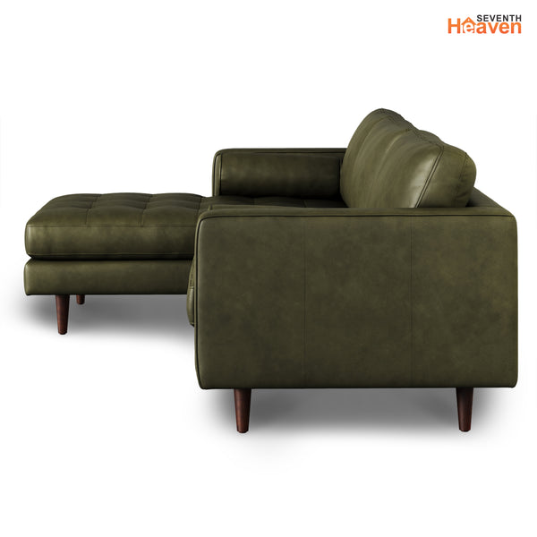 Vienna 6 Seater Sofa Left Corner - ( Leatherette Fabric - Green )