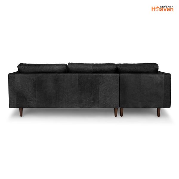 Vienna 6 Seater Sofa Right Corner - ( Leatherette Fabric - Black )