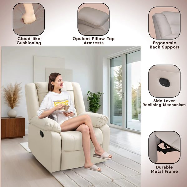 Oslo 1 Seater Recliner – ( Spacious, Luxurious & DIY-Friendly - Beige )
