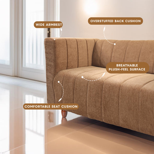 Tokyo 2 Seater Sofa- ( Premium Molfino Fabric- Beige )