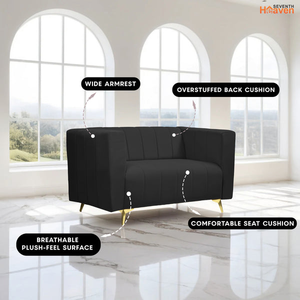 Tokyo Icon 2 Seater Sofa - ( Plush Suede Fabric - Black )