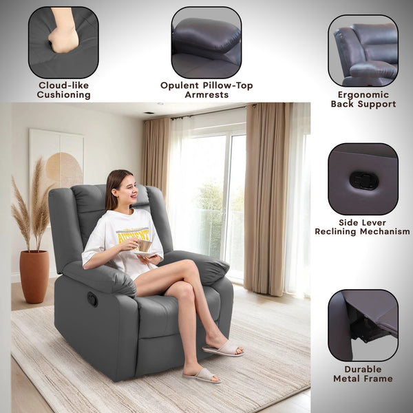 Oslo 1 Seater Recliner – ( Spacious, Luxurious & DIY-Friendly - Grey )