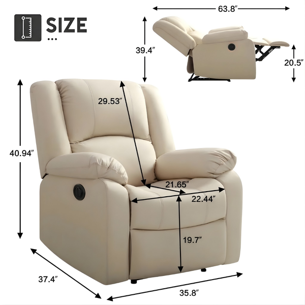 Phoenix 1 Seater Motorised Recliner – ( Spacious, Luxurious & DIY-Friendly - Beige )