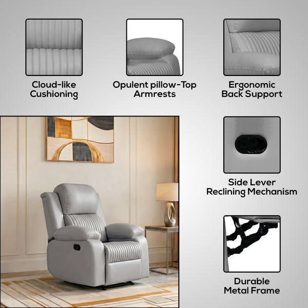 Miami 1 Seater Recliner – ( Spacious, Luxurious & DIY-Friendly- Grey )
