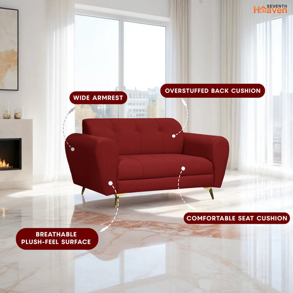 Milan Icon 2 Seater Sofa- ( Plush Suede Fabric-  Maroon )