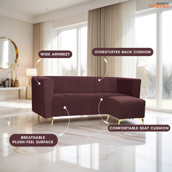 Tokyo Icon Ottoman 4 Seater Sofa - ( Plush Suede Fabric - Brown )