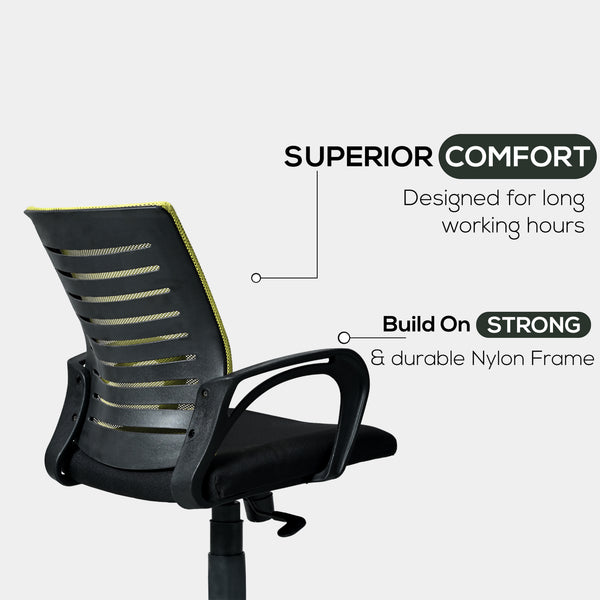 Bolt Mid-Back Office Chair – Ergonomic, Durable & Versatile ( Green )