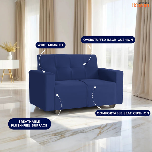London 2 Seater Sofa- ( Plush Suede Fabric- Blue )
