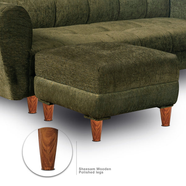 Milan 5 Seater with 2 Ottoman- ( Premium Molfino Fabric- Green )