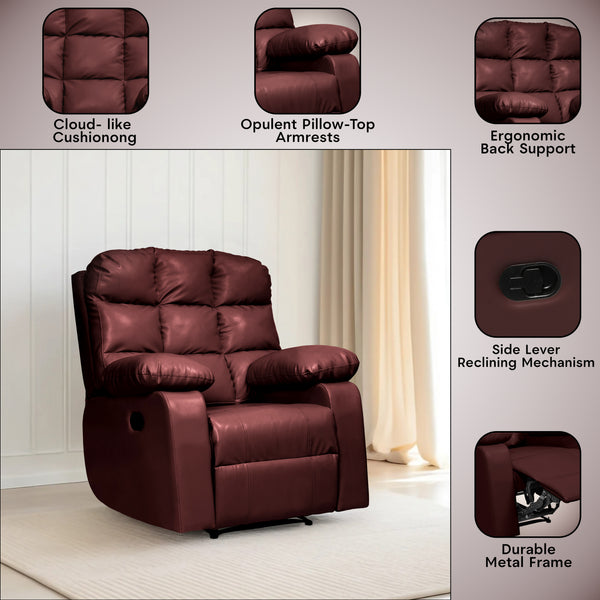 Lumina 1 Seater Recliner – ( Spacious, Luxurious & DIY-Friendly- Brown )