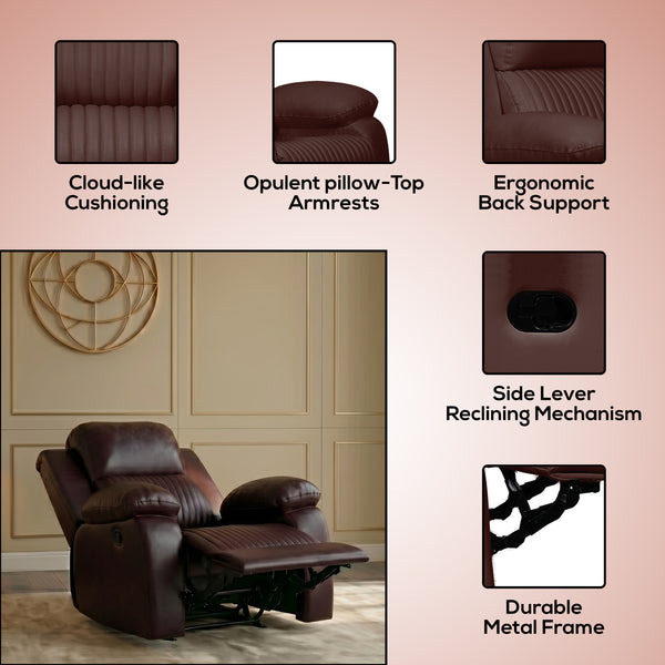 Miami 1 Seater Recliner – ( Spacious, Luxurious & DIY-Friendly- Brown )