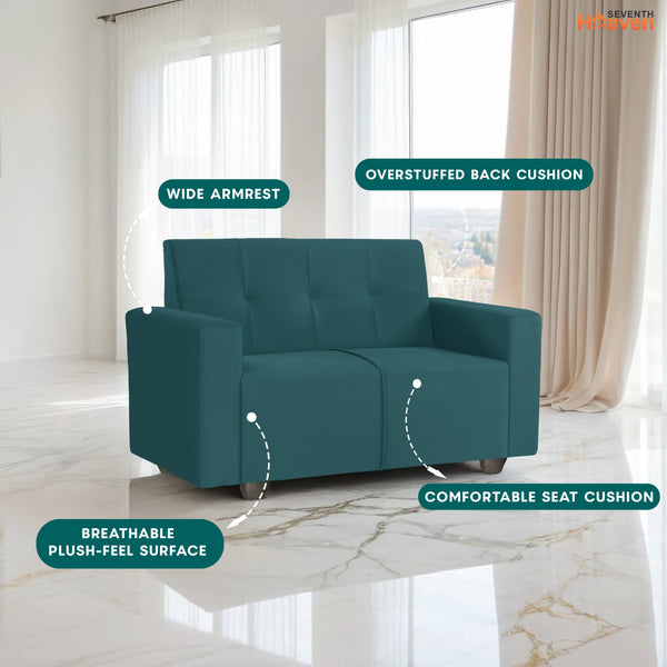 London 2 Seater Sofa- ( Plush Suede Fabric- Teal )