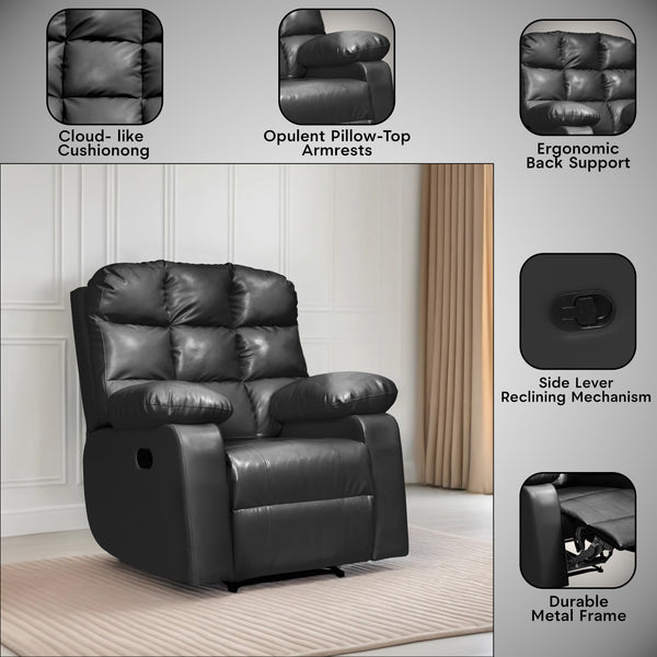 Lumina 1 Seater Recliner – ( Spacious, Luxurious & DIY-Friendly- Black )
