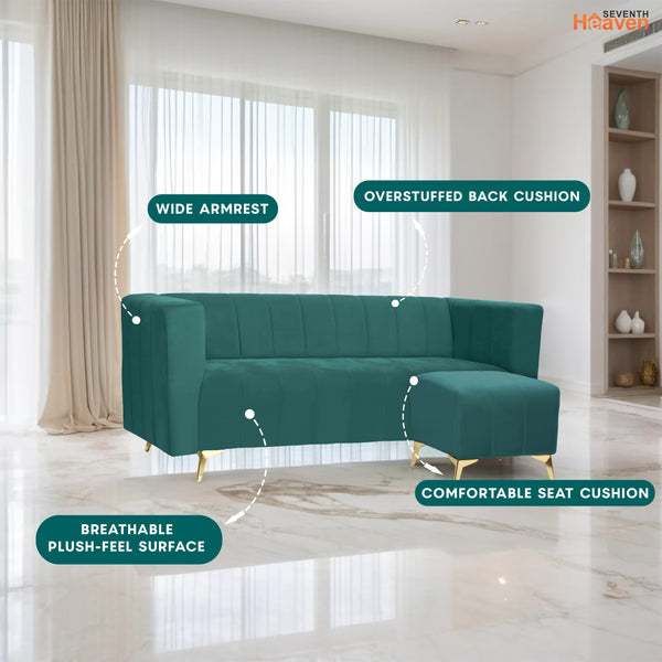 Tokyo Icon Ottoman 4 Seater Sofa - ( Plush Suede Fabric - Teal )