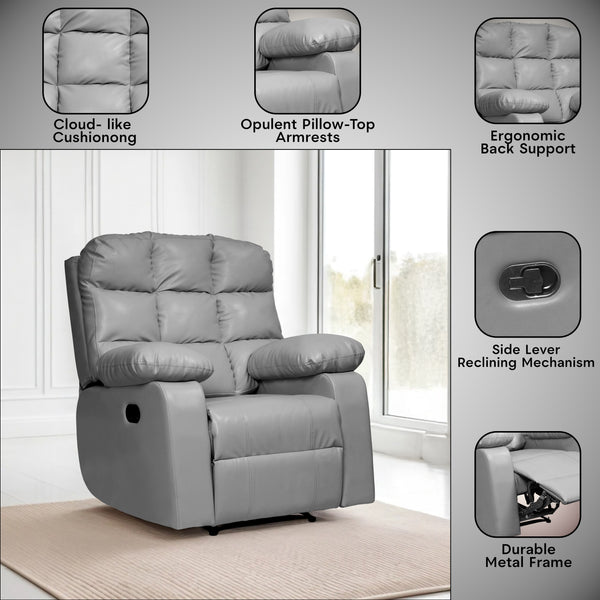 Lumina 1 Seater Recliner – ( Spacious, Luxurious & DIY-Friendly - Grey )