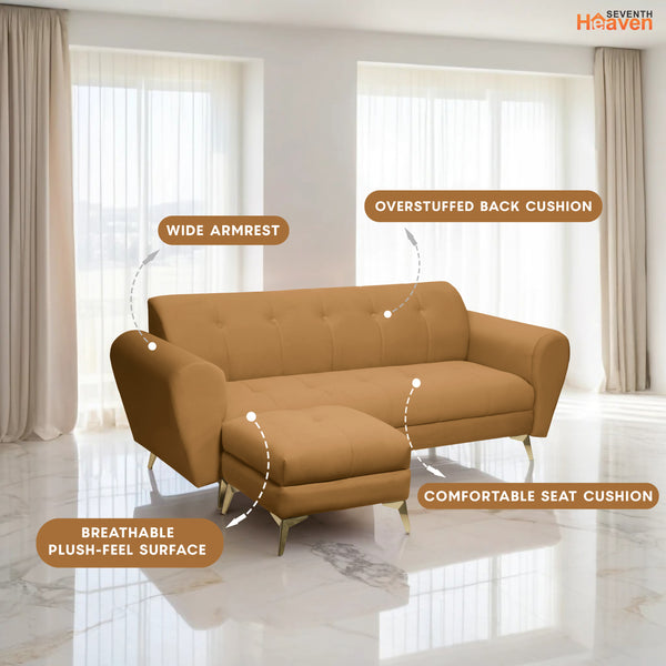 Milan Icon Ottoman 4 Seater Sofa - ( Plush Suede Fabric - Beige )
