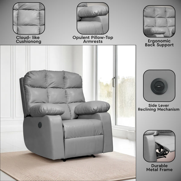 Lumina 1 Seater Motorised Recliner – ( Spacious, Luxurious & DIY-Friendly - Grey )