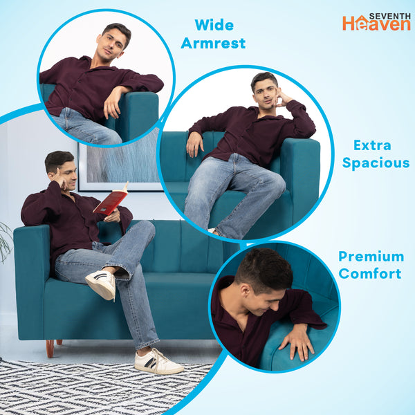 Sydney 2 Seater Sofa- ( Plush Suede Fabric- Sky Blue )