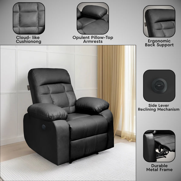 Havana 1 Seater Motorised Recliner – ( Spacious, Luxurious & DIY-Friendly- Black )