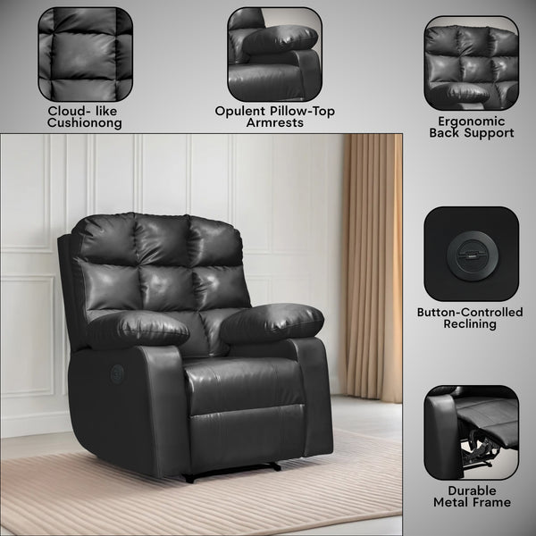 Lumina 1 Seater Motorised Recliner – ( Spacious, Luxurious & DIY-Friendly - Black )