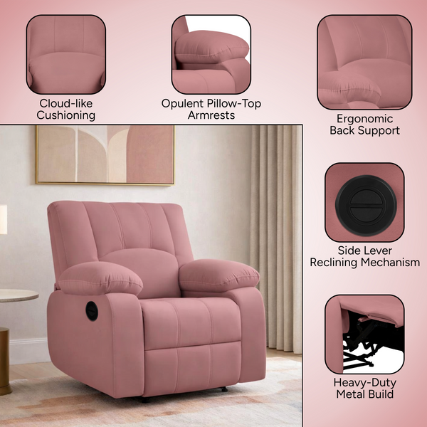 Phoenix Icon 1 Seater Motorise Recliner – ( DIY-Friendly, Plush Suede - Peach )