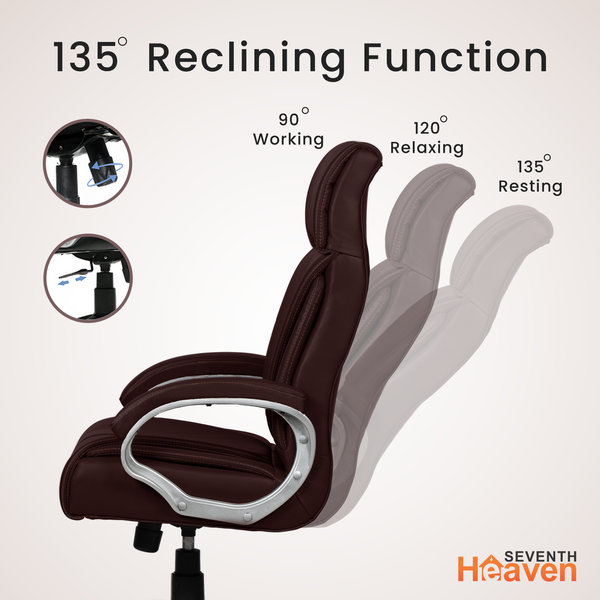 Elite High-Back Office Chair – Ergonomic, Durable & Versatile (Leatherett - Brown)