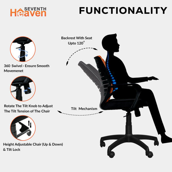 Bolt Mid-Back Office Chair – Ergonomic, Durable & Versatile ( Orange )