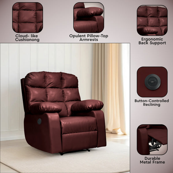 Lumina 1 Seater Motorised Recliner – ( Spacious, Luxurious & DIY-Friendly - Brown )