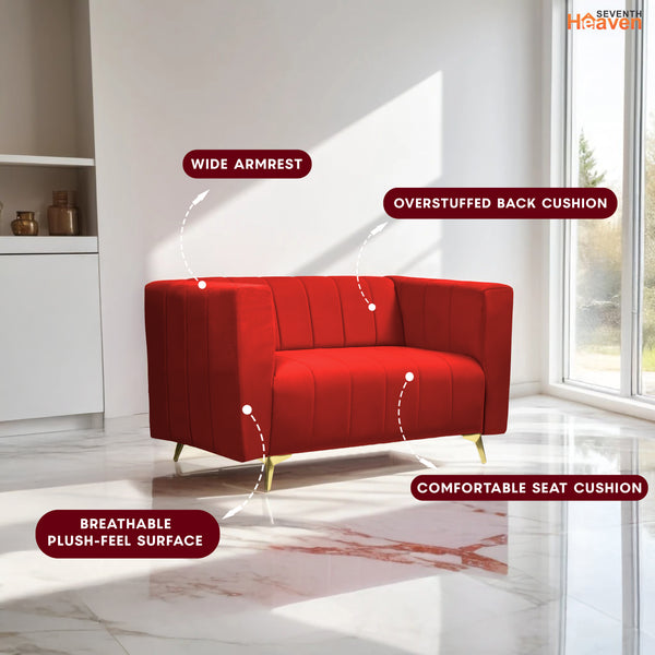 Tokyo Icon 2 Seater Sofa - ( Plush Suede Fabric - Maroon )