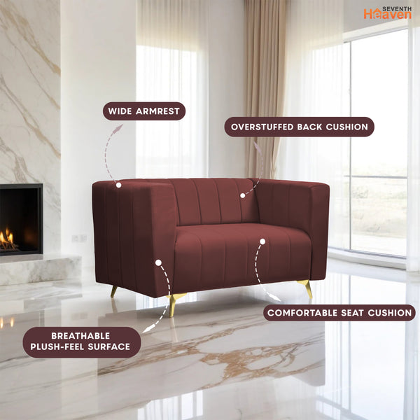 Tokyo Icon 2 Seater Sofa - ( Plush Suede Fabric - Brown)