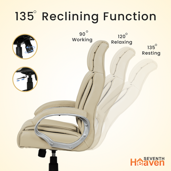 Elite High-Back Office Chair – Ergonomic, Durable & Versatile (Leatherett - Beige)