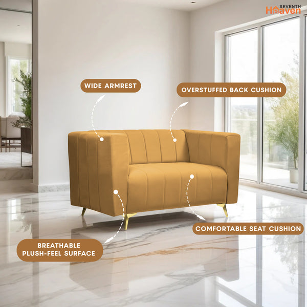 Tokyo Icon 2 Seater Sofa - ( Plush Suede Fabric - Beige )