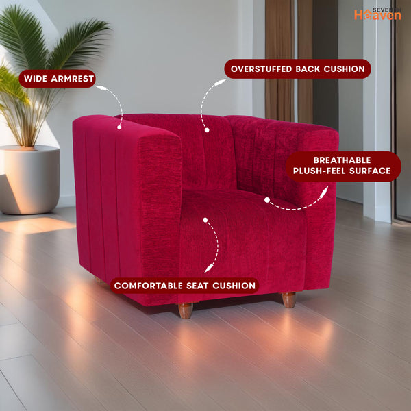 Tokyo 1 Seater Sofa- ( Premium Molfino Fabric- Maroon )