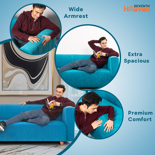 Tokyo 5 Seater Sofa- (3+1+1) ( Premium Molfino Fabric- Sky Blue)