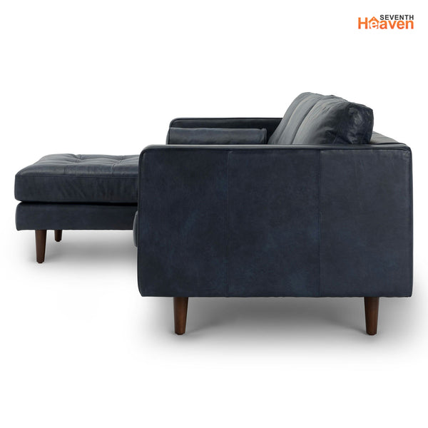 Vienna 6 Seater Sofa Right Corner - ( Leatherette Fabric - Blue )