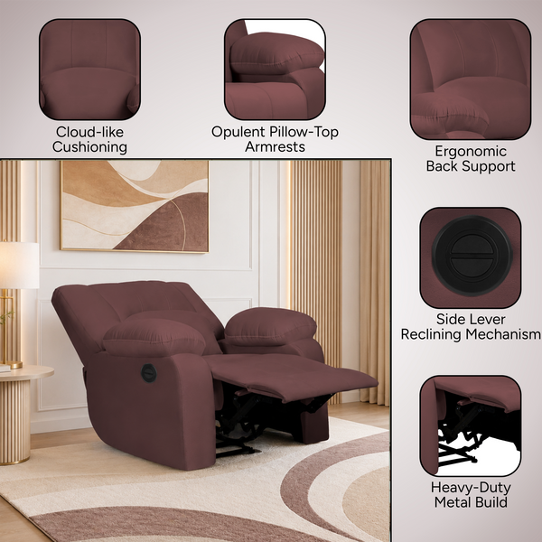 Phoenix Icon 1 Seater Motorise Recliner – ( DIY-Friendly, Plush Suede - Brown )