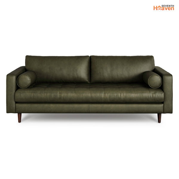 Vienna 3 Seater Sofa- ( Leatherette Fabric - Green )