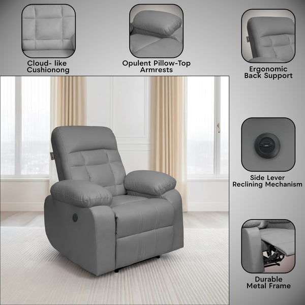 Havana 1 Seater Motorised Recliner – ( Spacious, Luxurious & DIY-Friendly - Grey )