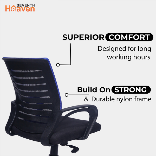 Blaze Mid-Back Office Chair – Ergonomic, Durable & Versatile (Blue)